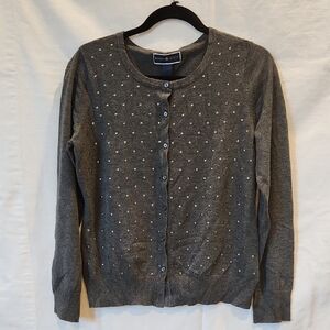 Karen Scott Charcoal Cardigan with Metalic Accents